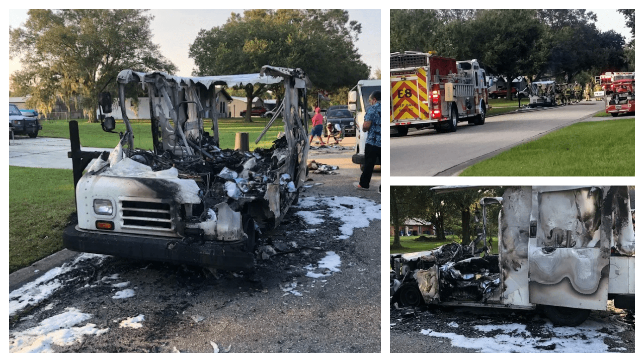USPS truck goes up in flames mid-route in Sarasota County,FL