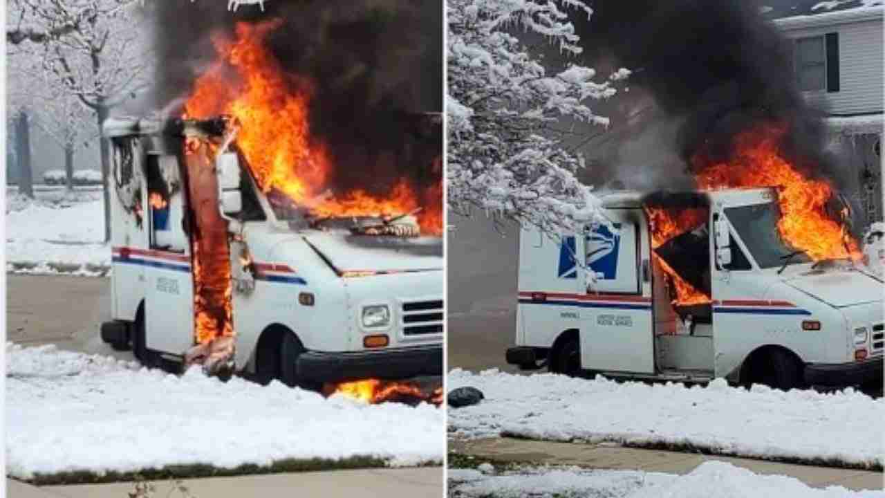 Mail truck fire - Bloomington, IL