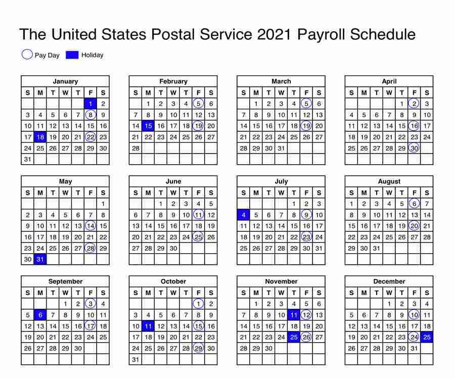 Usps Calendar Shows 2021 Payroll Schedule Postal Times