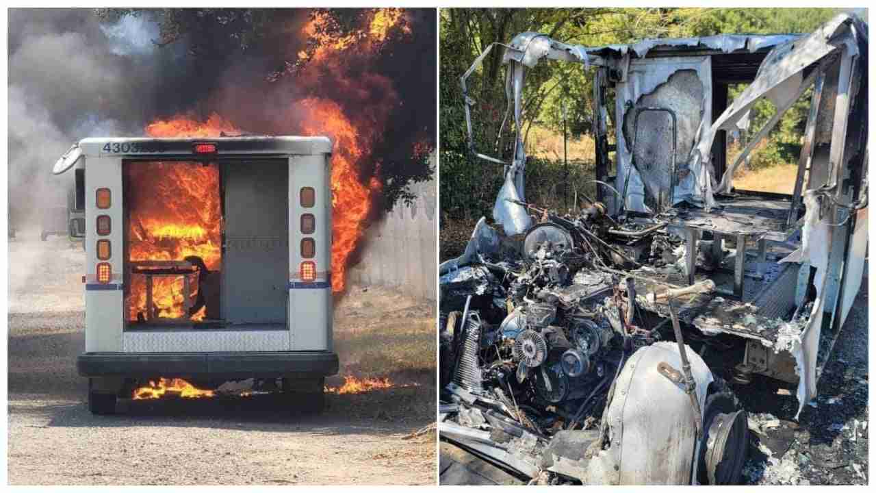 Postal vehicle fire - California