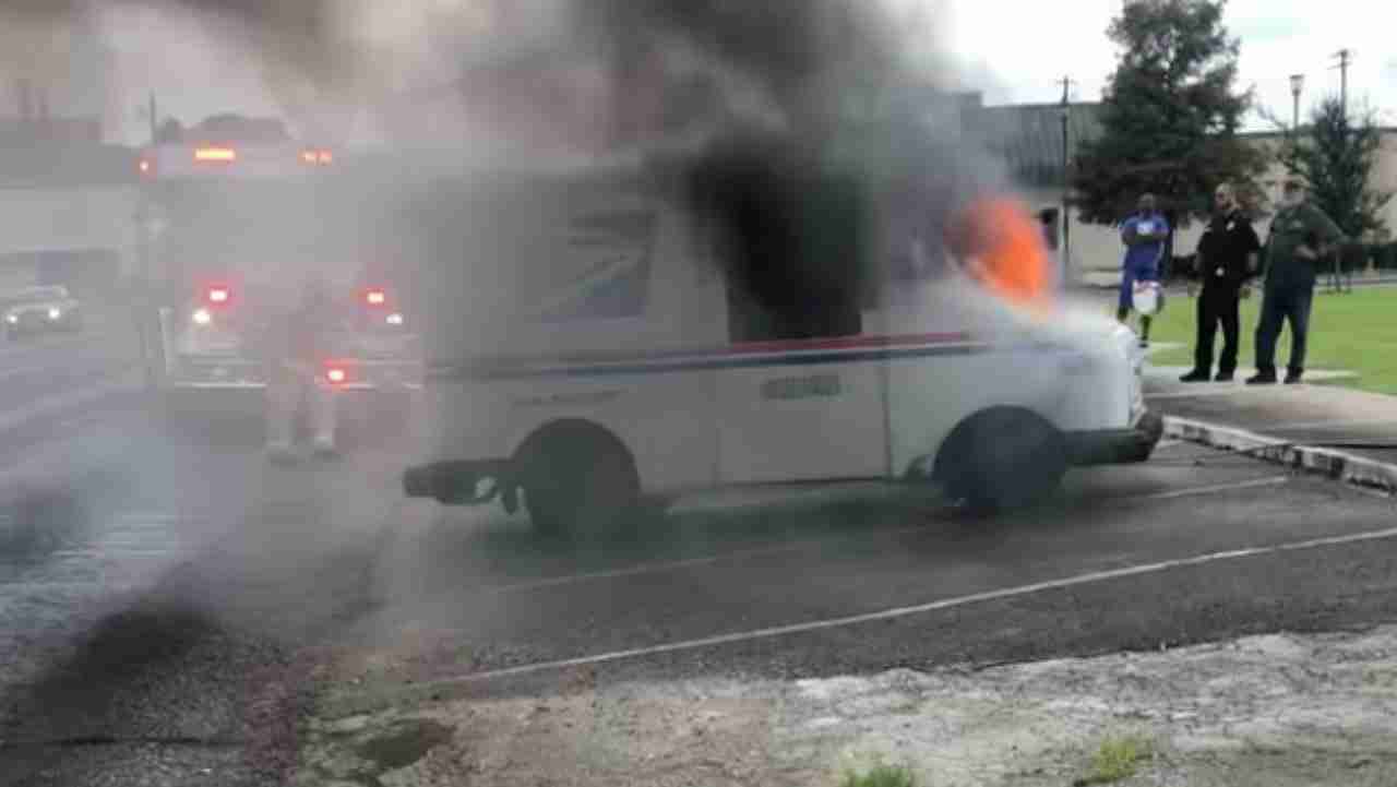 USPS Truck Catches Fire in Orange, TX