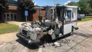 Mail truck catches fire in Portland, TN