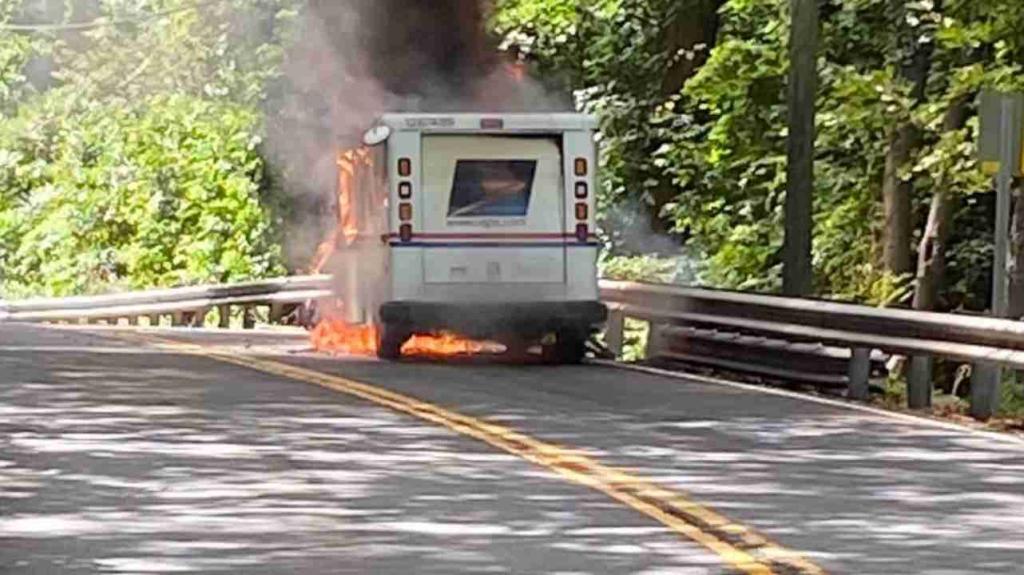 Road reopens after mail truck fire in Guilford, CT