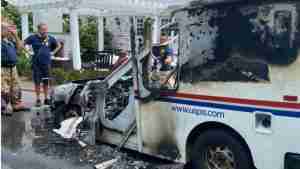 USPS Mail Delivery Truck Destroyed in Fire Thursday Afternoon in Maryland