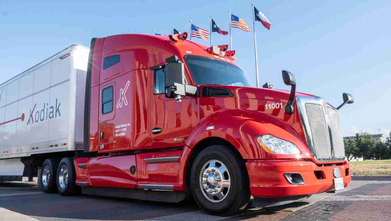 Kodiak Robotics Truck Texas Flags