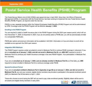 Postal Service Health Benefits (PSHB) Program Will Be Effective January ...