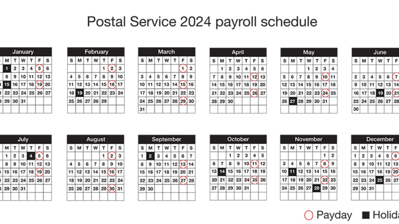 A new calendar shows this year’s payroll schedule Postal Times