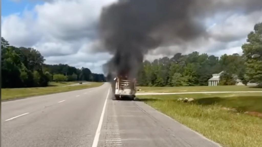Louisiana Postal truck fire