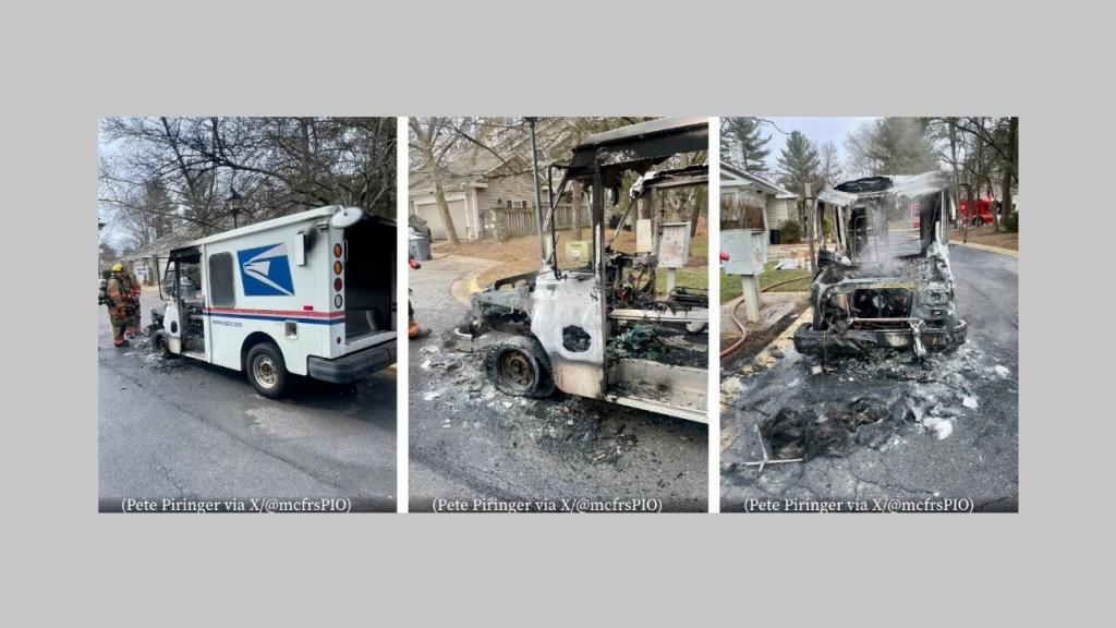 United States Postal Service truck catches fire in Montgomery County