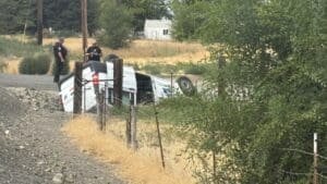 USPS truck overturned in crash near Prosser