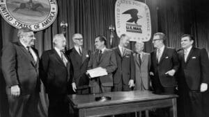 President Nixon signed the Postal Reorganization Act on Aug. 12, 1970