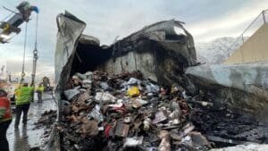 Semi-truck full of U.S. mail bursts into flames on I-15 in Springville