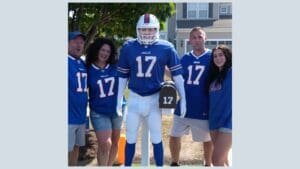 Lancaster family builds a life-sized Josh Allen mailbox in front yard