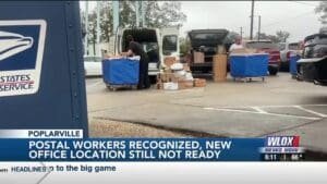 Poplarville postal workers recognized as operations continue without building