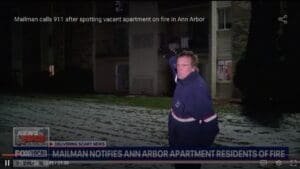 Video: Mailman calls 911 after spotting vacant apartment on fire in Ann Arbor