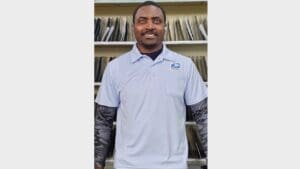 This employee helped a customer who was knocked down by strong gus