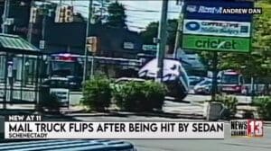 U.S. Mail Truck is hit by a Sedan in Hit and Run