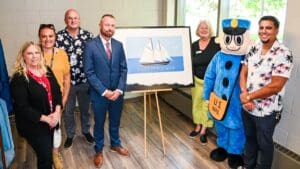 The Schooner stamped card is released at a Minnesota philatelic show