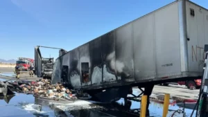 Semi-truck carrying U.S. mail catches fire