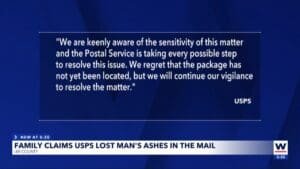 Family in agony as USPS loses husband's ashes again