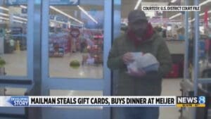 Mailman steals gift cards, buys dinner at Meijer
