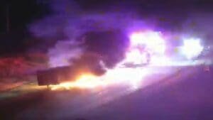 Semi carrying USPS mail goes up in flames in Oronoco early Wednesday