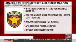 Amarillo police investigating hit-and-run that left mail carrier hospitalized