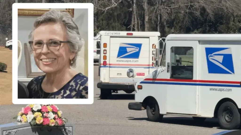 Dozens of mail trucks escort beloved Auburn letter carrier on her final route