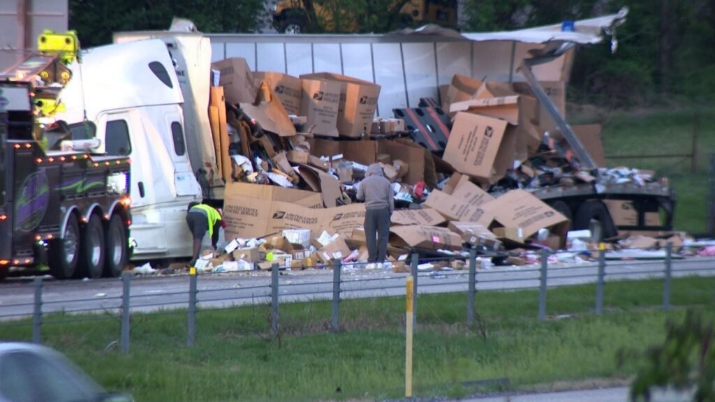 Person injured after 3 tractor-trailers carrying raw chicken, mail collide in Cumberland County