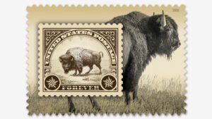 This stamp pays tribute to the American bison