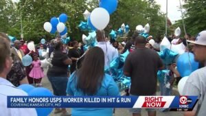 Loved ones release balloons for Kansas City mail carrier killed while working his route