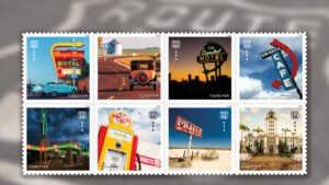 These stamps celebrate Route 66’s 100th anniversary