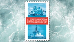 This stamp salutes the U.S. Coast Guard Academy