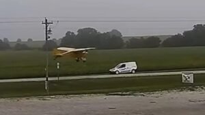 Plane Narrowly Avoids Hitting Postal Van During Emergency Landing