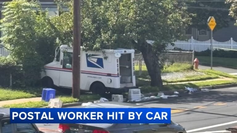 Critically injured USPS worker loses leg after being hit by car