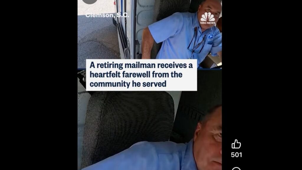 A retiring mailman received a a warm send off from the community he serviced