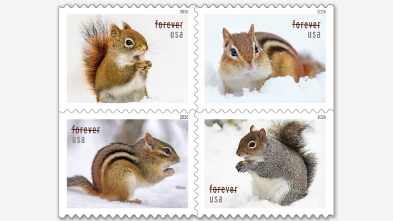 Furry critters scurry onto these new stamps